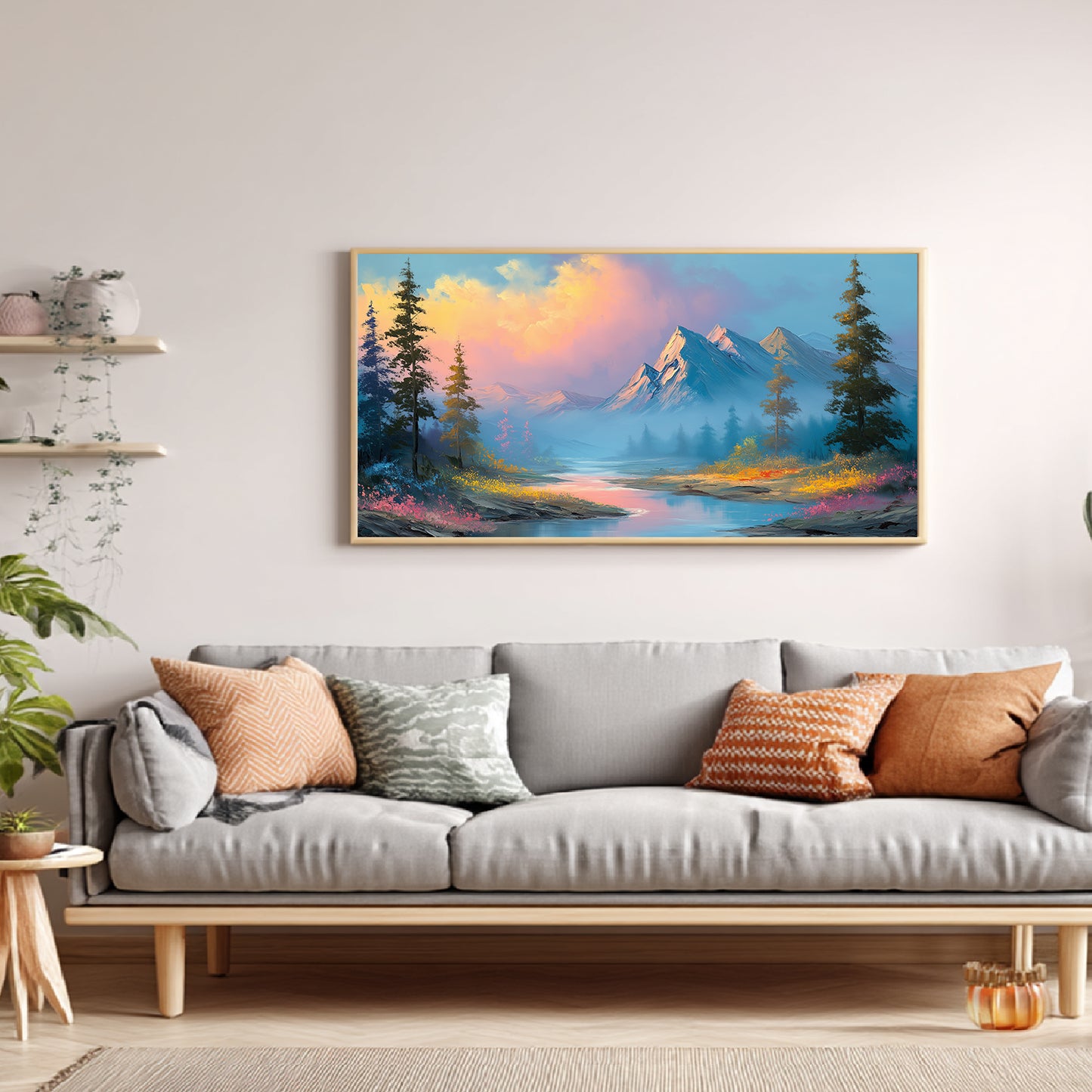 Snowy Mountain Lake Abstract Landscape