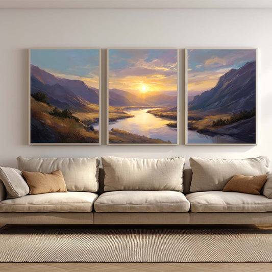 Abstract valley sunset landscape