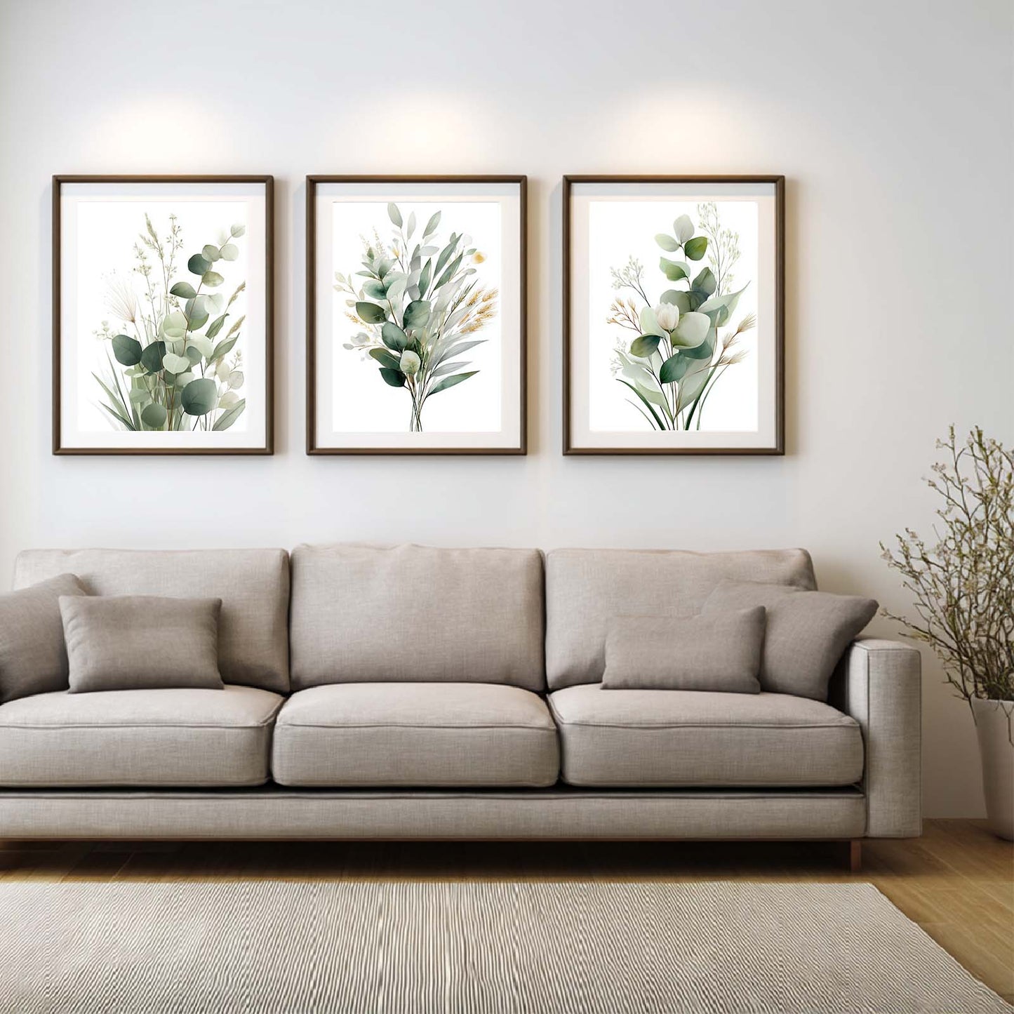Green Leaves Flower Plant Abstract Canvas Painting Wall Art for Living Room Bedroom Decoration, Poster Print, Frameless