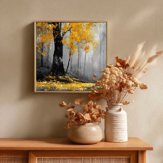 Yellow Tree Abstract Landscape Oil Painting