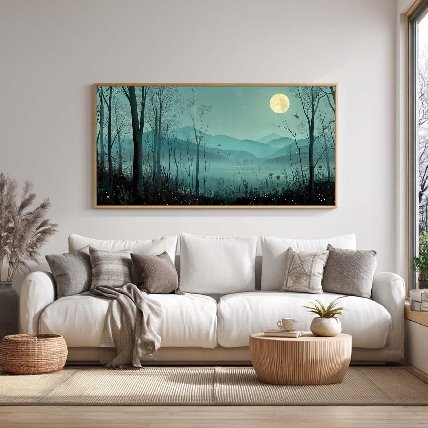 Abstract Oil Painting Quiet Green Moonlit Night