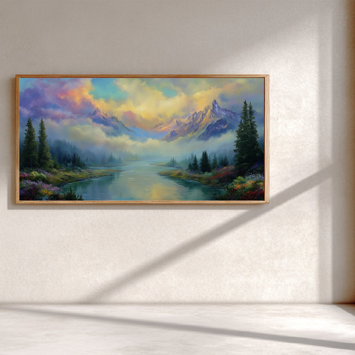 Snowy Mountain Lake Abstract Landscape