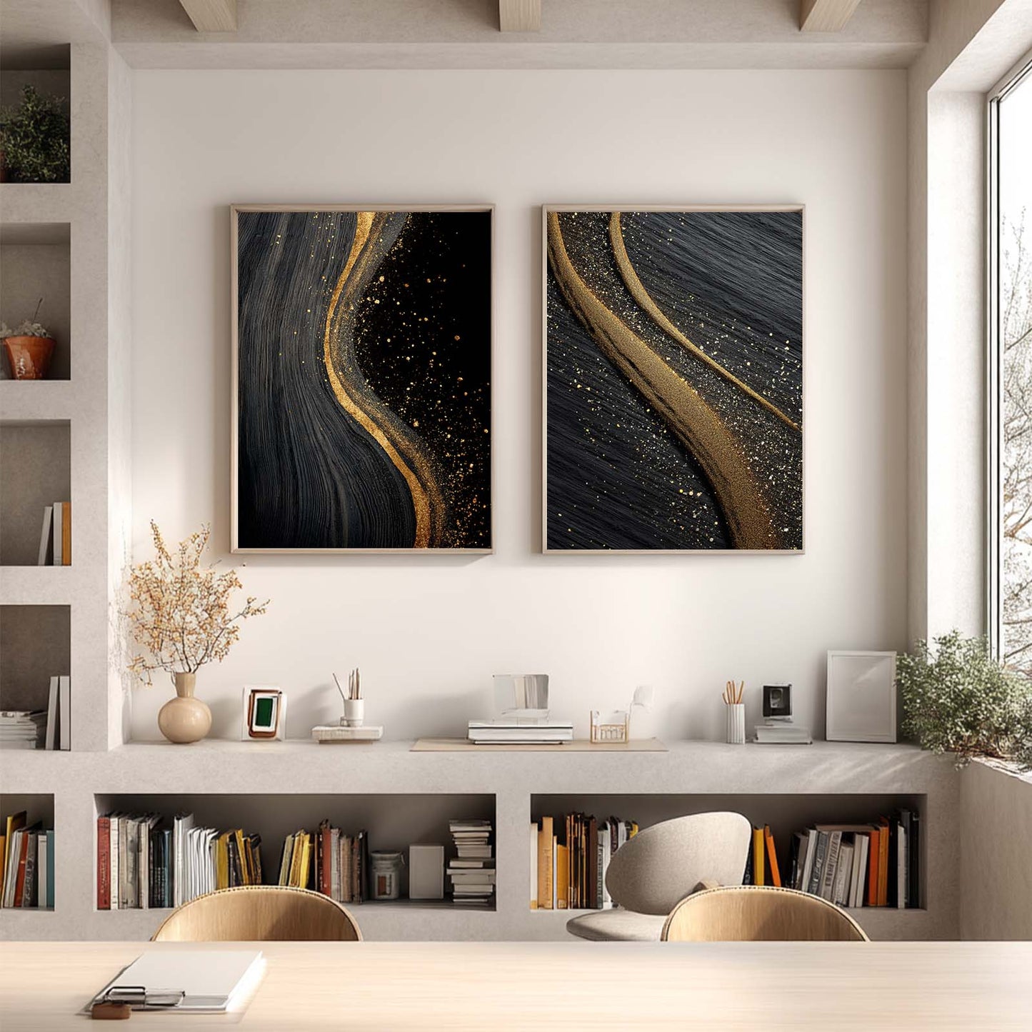 Abstract Black Annual Ring Wood Grain