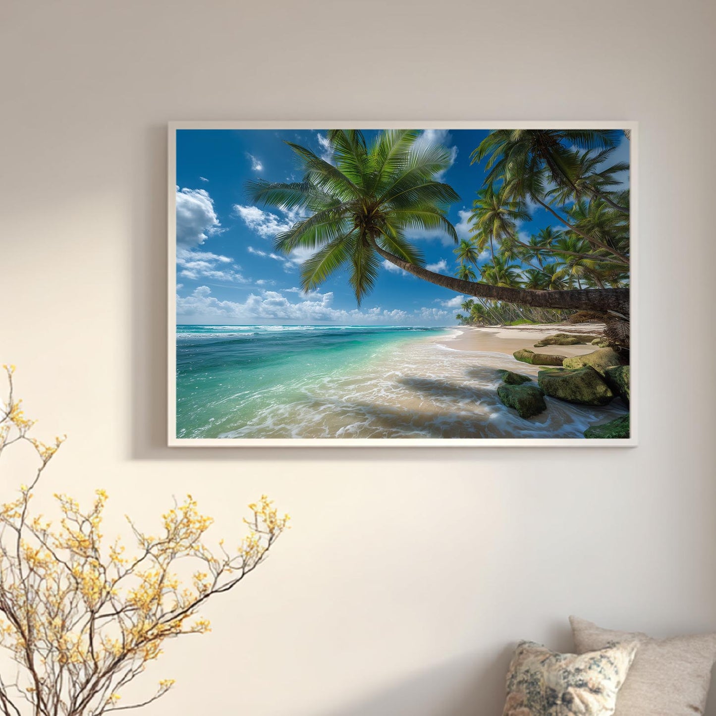 Modern Ocean Palm Trees Beach Landscape