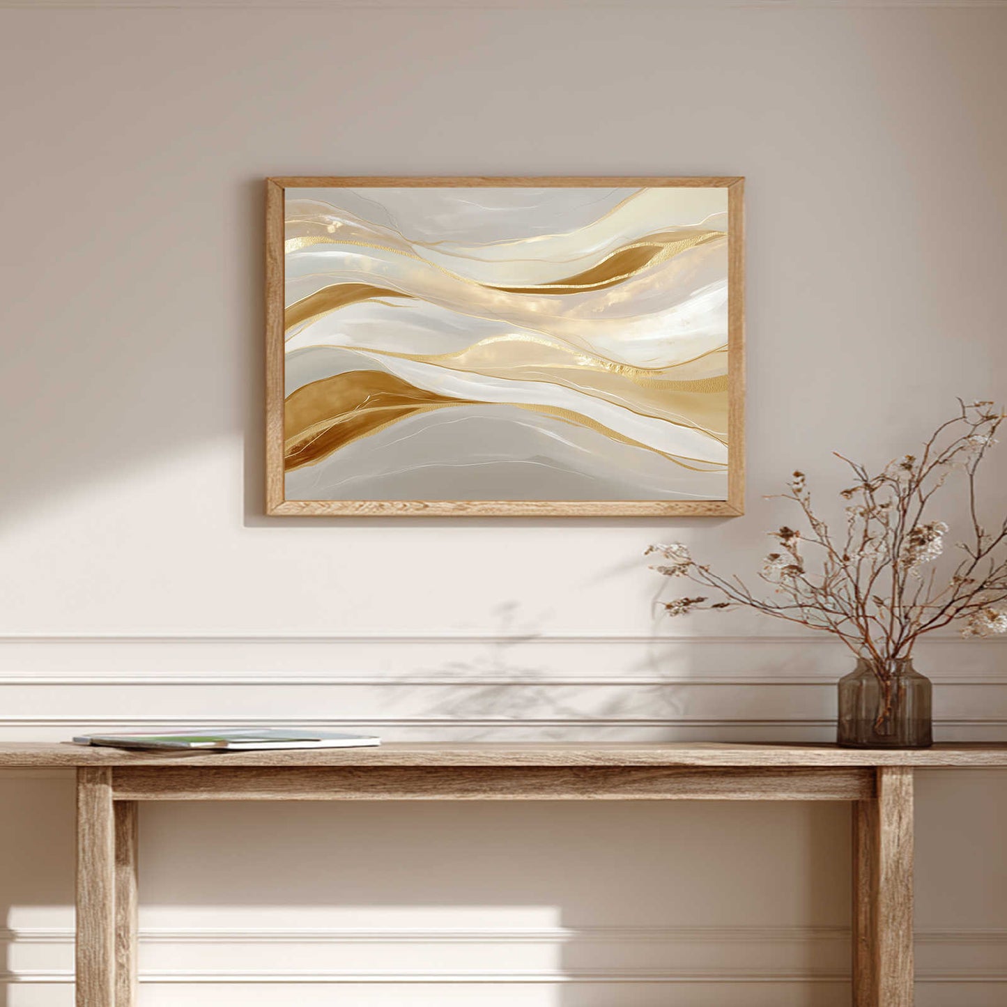 Abstract Beige and Gold Wave
