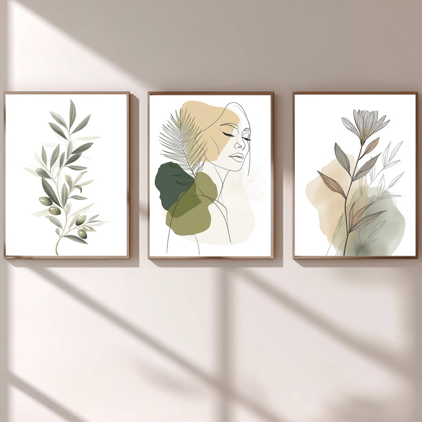Minimalism Green Plants Women Lines