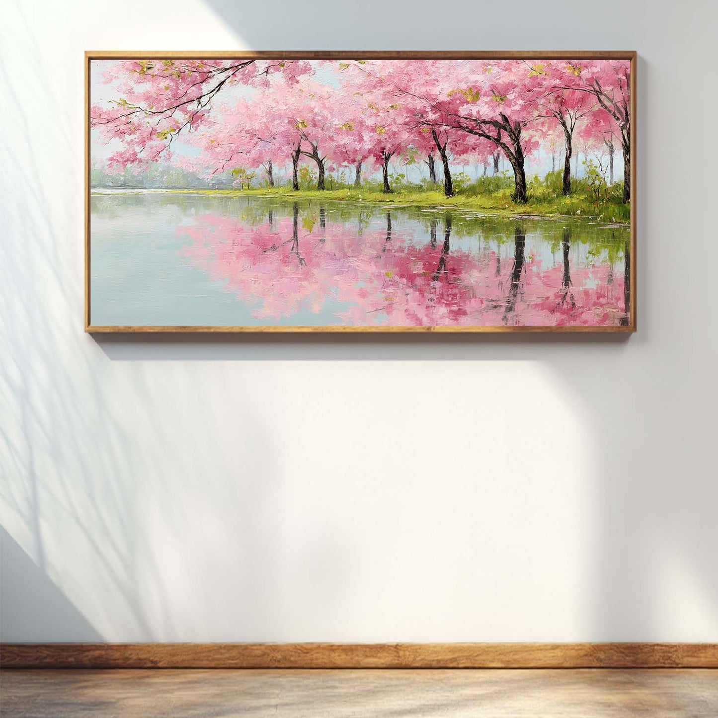 Abstract Oil Painting Spring Landscape Cherry Blossom Forest