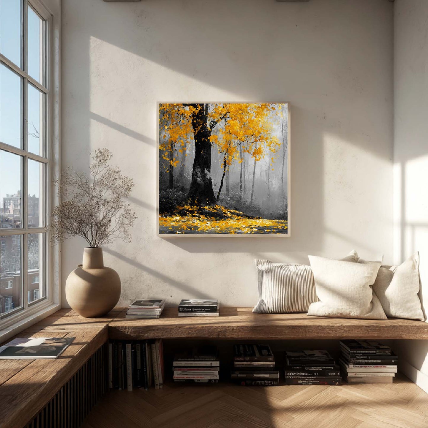 Yellow Tree Abstract Landscape Oil Painting