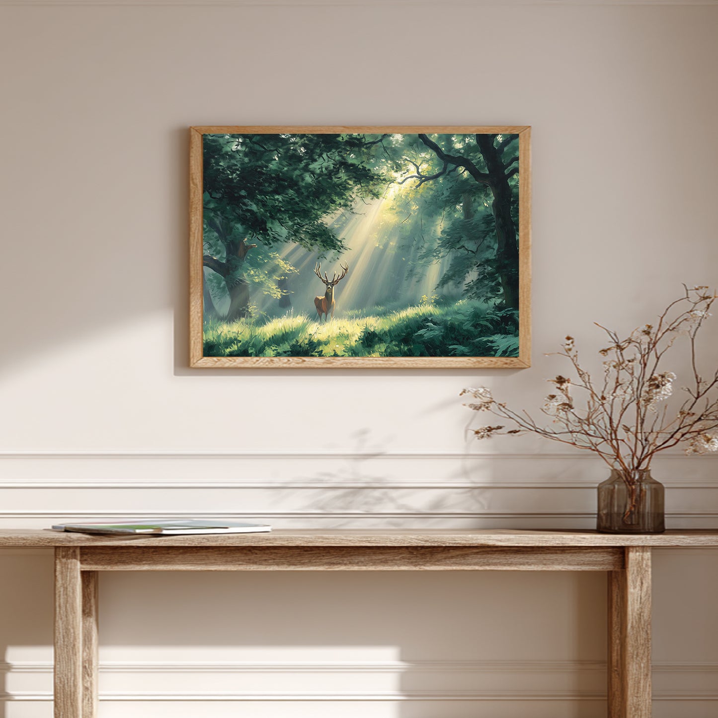 Nature Animal Deer in The Forest Abstract Landscape Sunlight