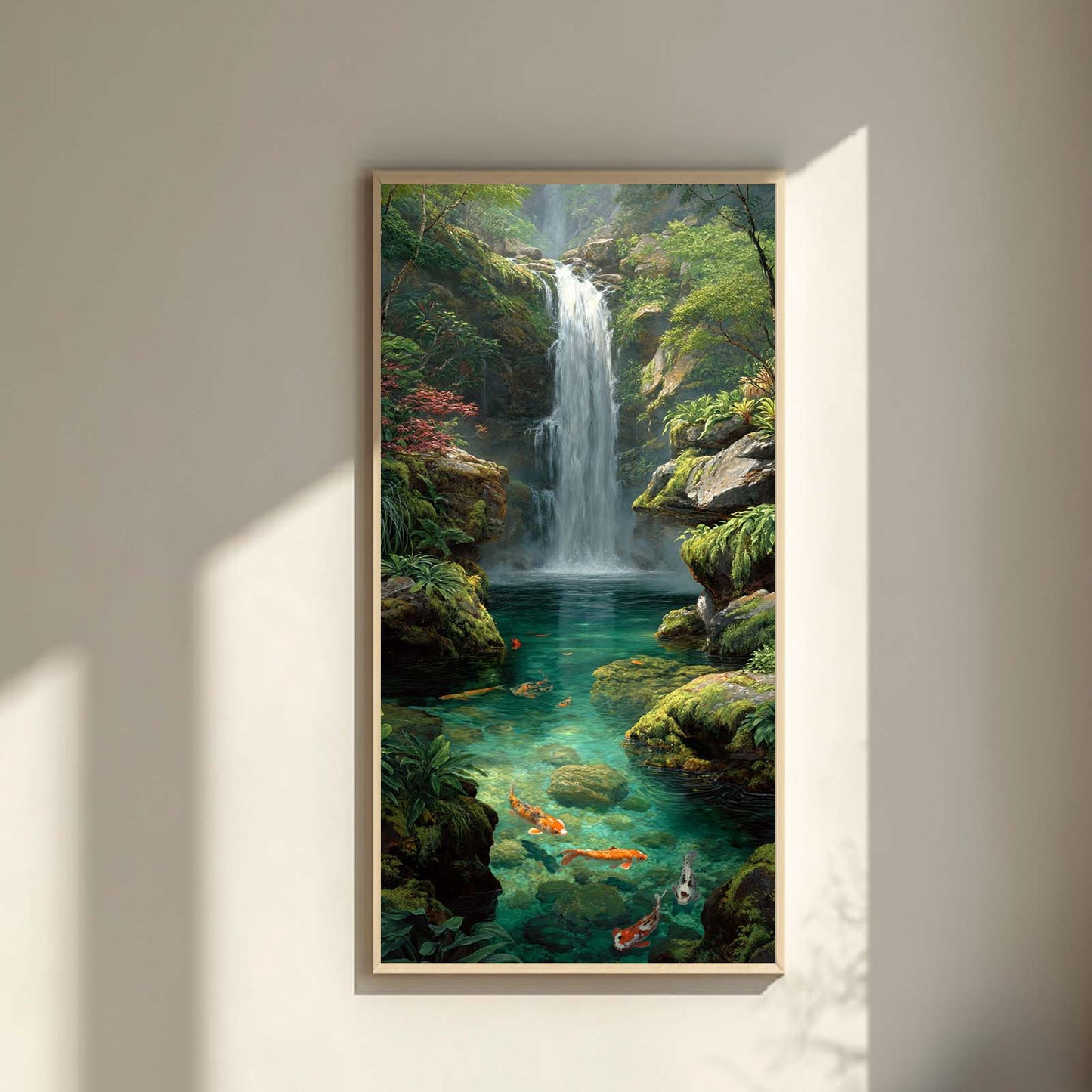 Abstract Landscape Waterfall Koi