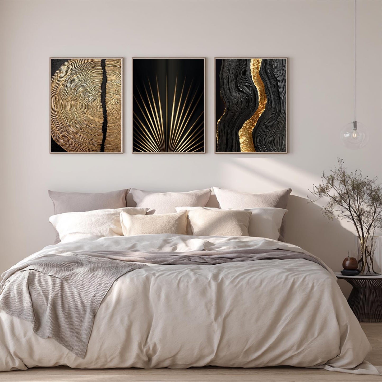 Abstract Black Gold Wood Grain