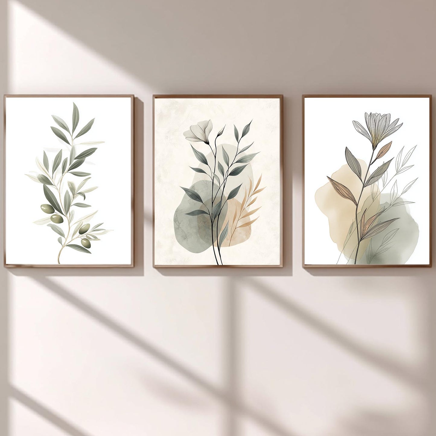 Minimalism Green Plants Beige