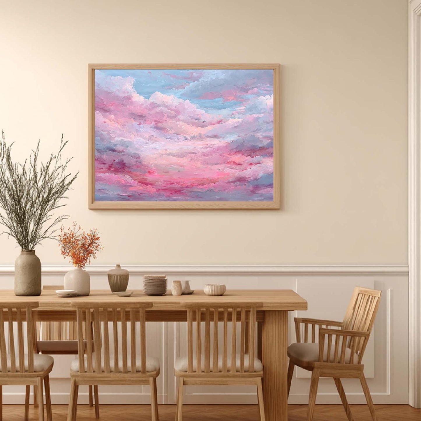 Abstract Oil Pink Sky Landscape