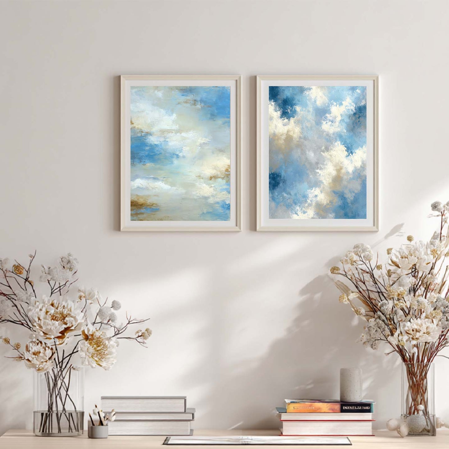 Abstract Painting Modern Blue Beige