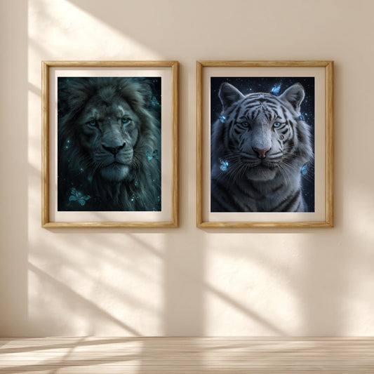 Abstract Animal Lion Tiger Blue Butterfly