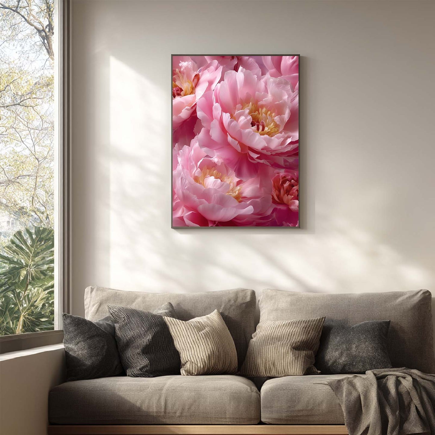 Abstract Pink Flower Canvas Painting Wall Art for Living Room Bedroom Decoration, Poster Print, Frameless
