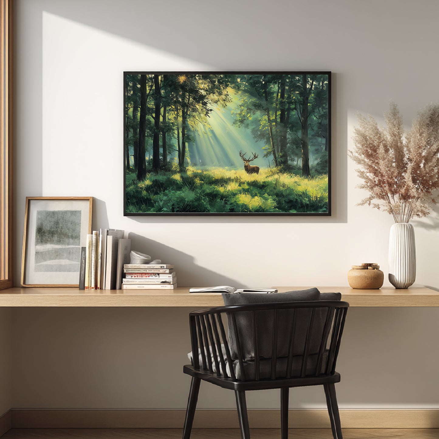 Nature Animal Deer in The Forest Abstract Landscape Sunlight