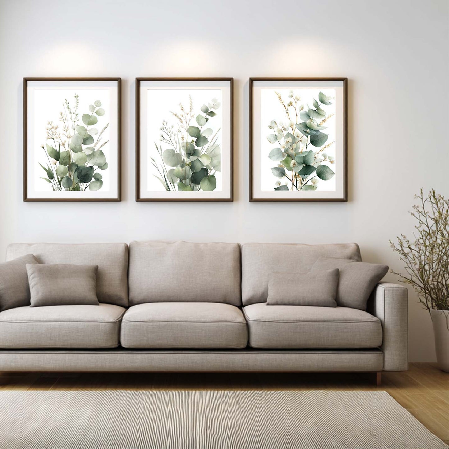 Green Leaves Flower Plant Abstract Canvas Painting Wall Art for Living Room Bedroom Decoration, Poster Print, Frameless