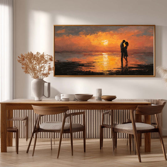 Sunset Landscape Couple Oil Painting Abstract Frameless Canvas Painting