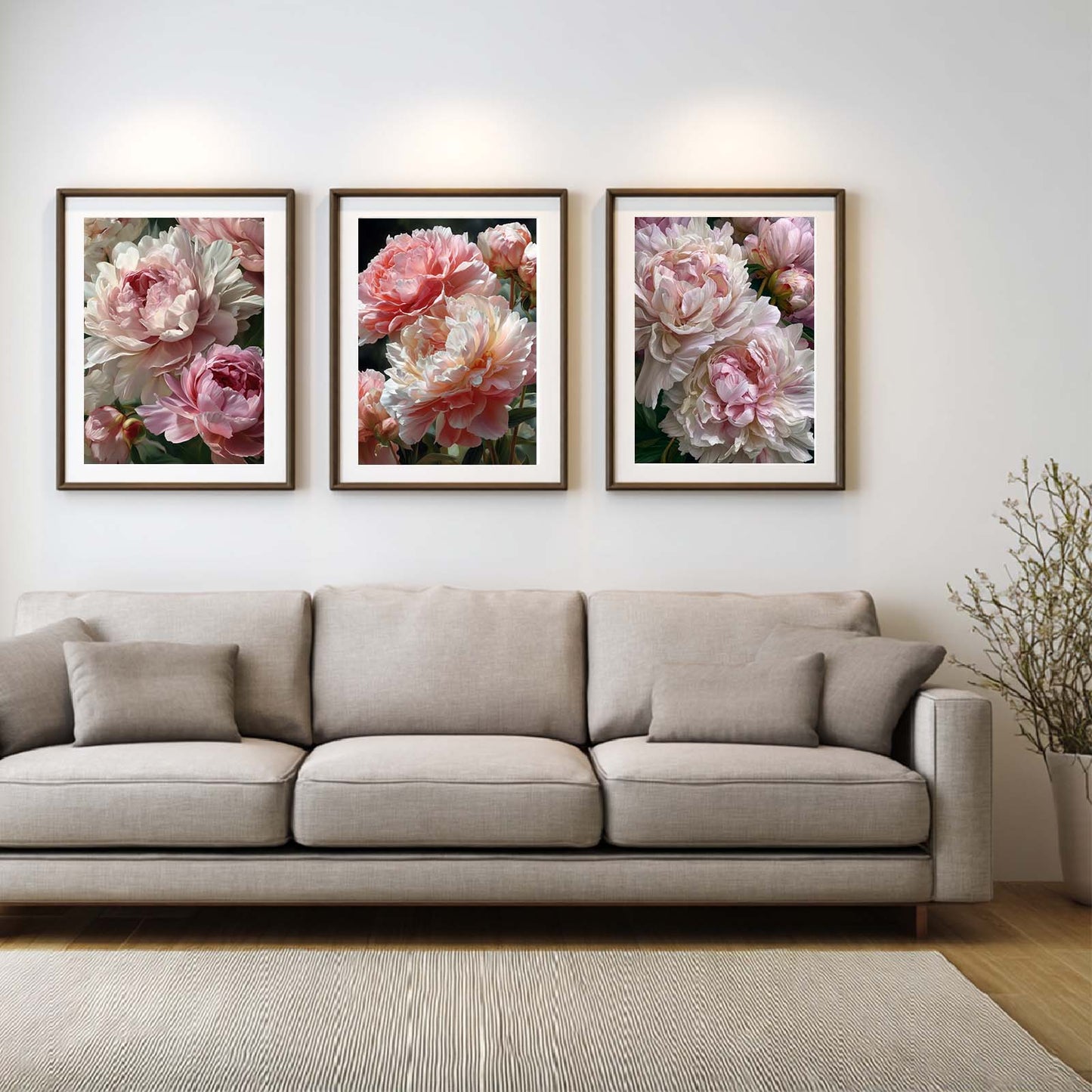 Abstract Pink Flower Canvas Painting Wall Art for Living Room Bedroom Decoration, Poster Print, Frameless