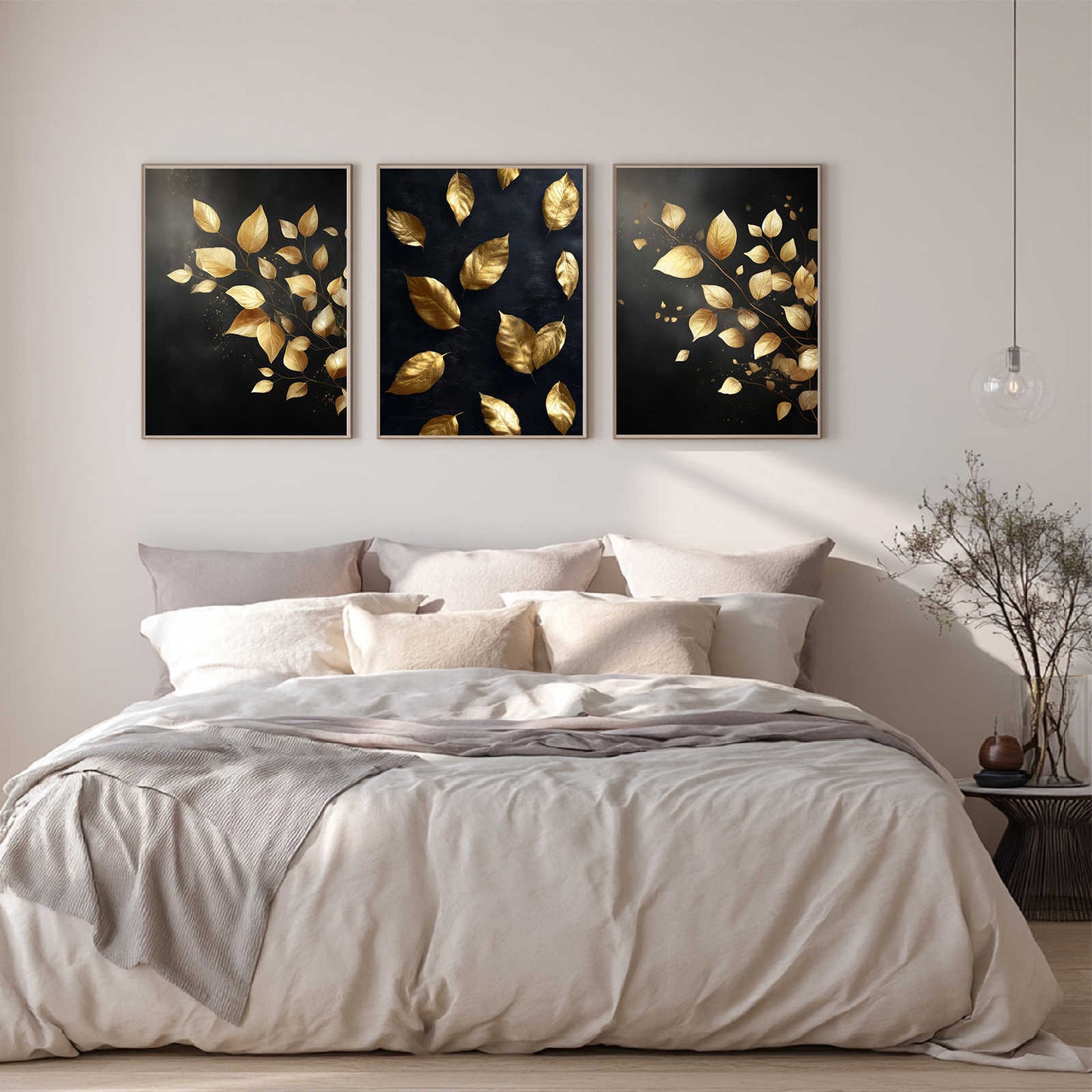 Black Gold Leaves Abstract Plants