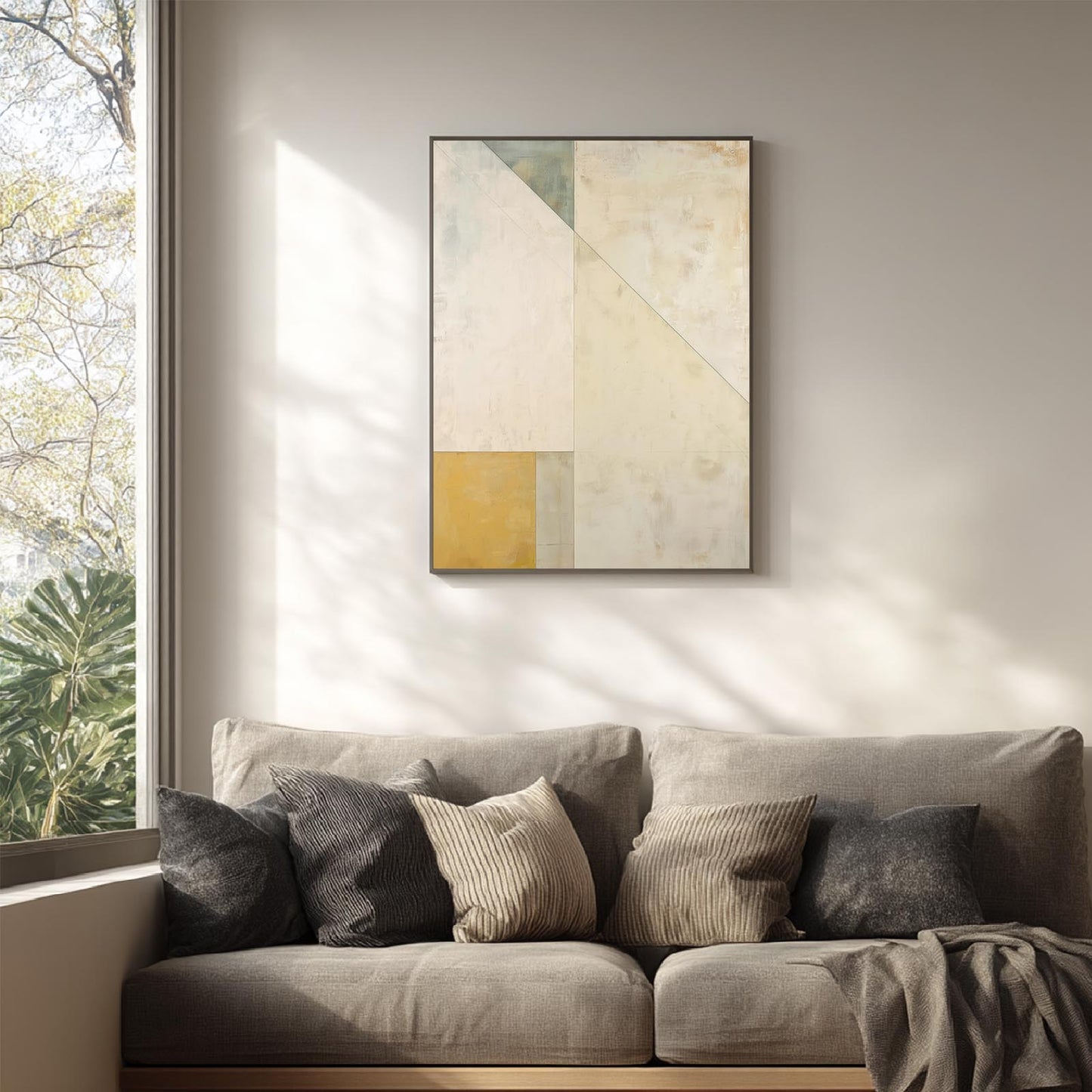 Beige Yellow Geometry Abstract