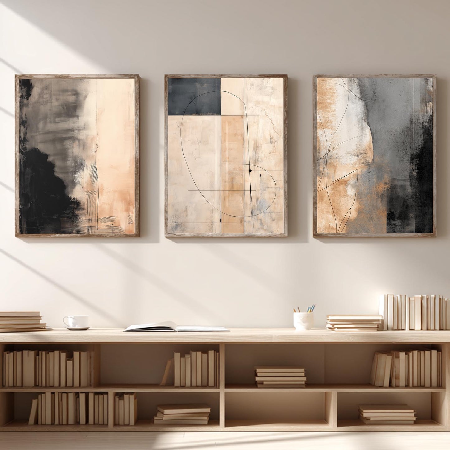 Abstract Gray Beige Geometric Lines