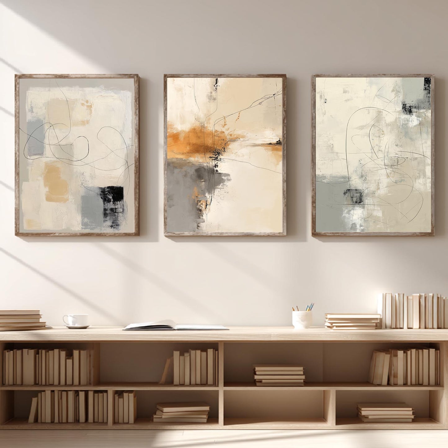Abstract Gray Beige Geometric Lines