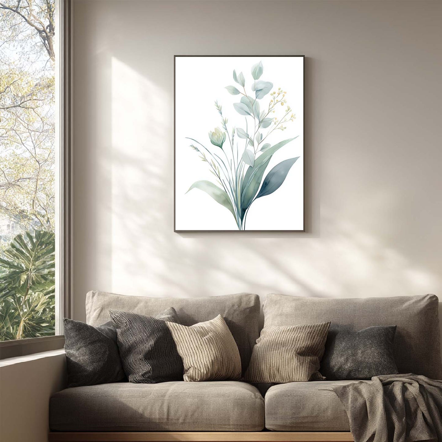 Abstract Green Leaves Flower Plant Canvas Painting Wall Art for Living Room Bedroom Decoration, Poster Print, Frameless