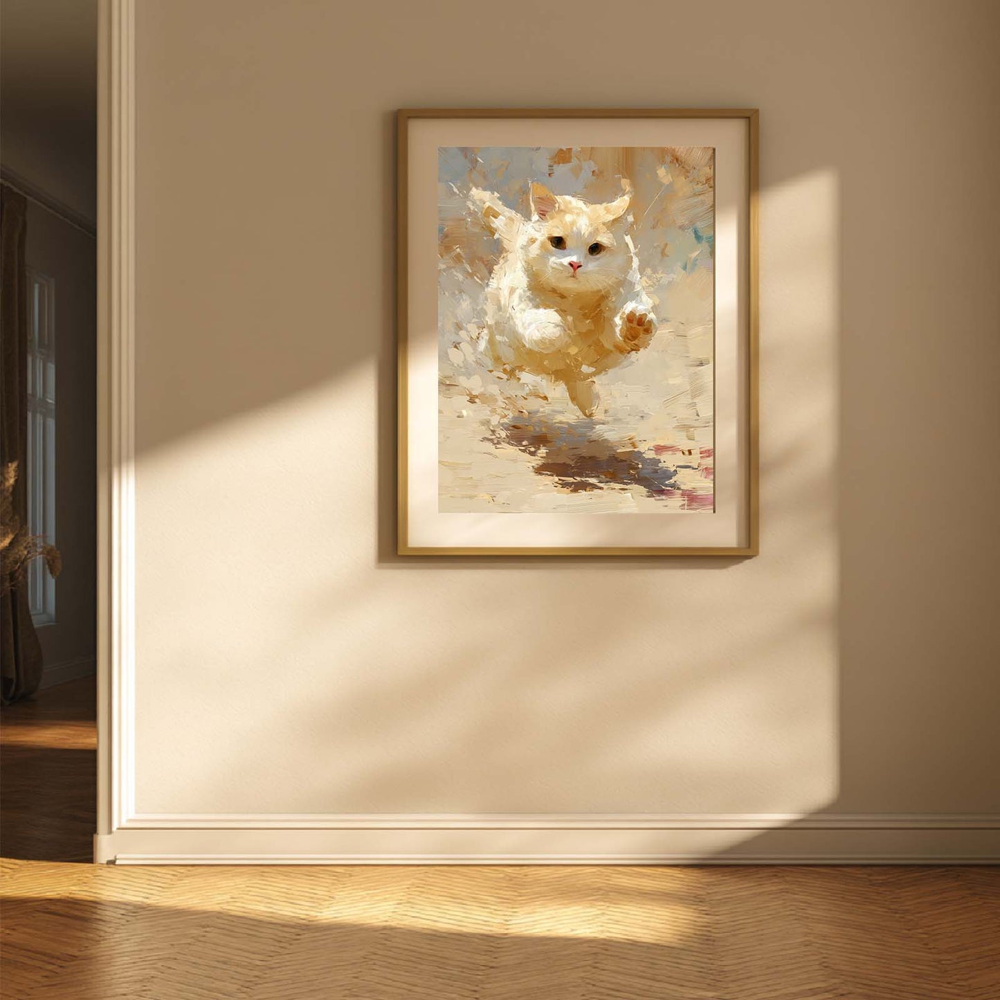 Abstract Animal Canvas Painting Cute Running kitten Wall Art Pictures for Living Room Bedroom Decoration Canvas Pictures Poster Frameless