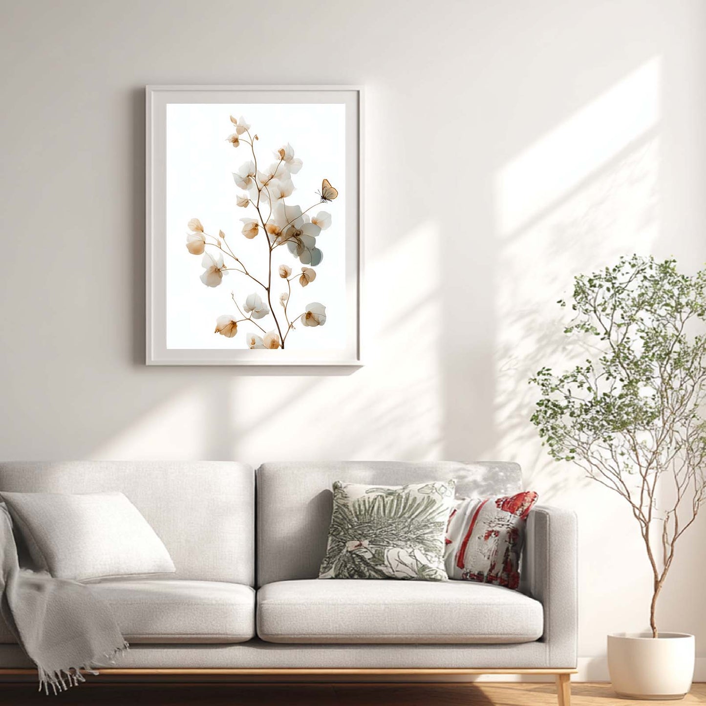 Abstract Flower Green Leaves Plant Canvas Painting Wall Art for Living Room Bedroom Decoration, Poster Print, Frameless