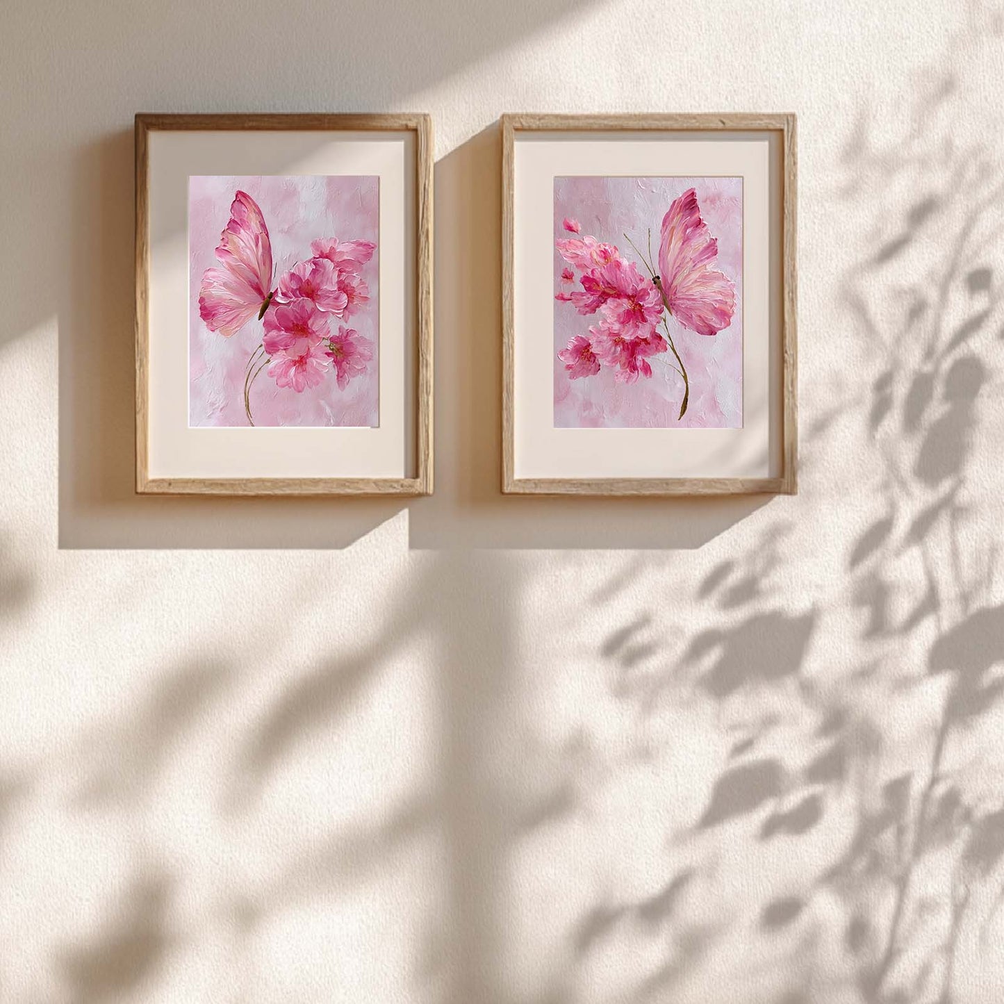 Abstract Pink Butterfly Flower Canvas Painting – Wall Art for Living Room Bedroom Decoration, Poster Print, Frameless