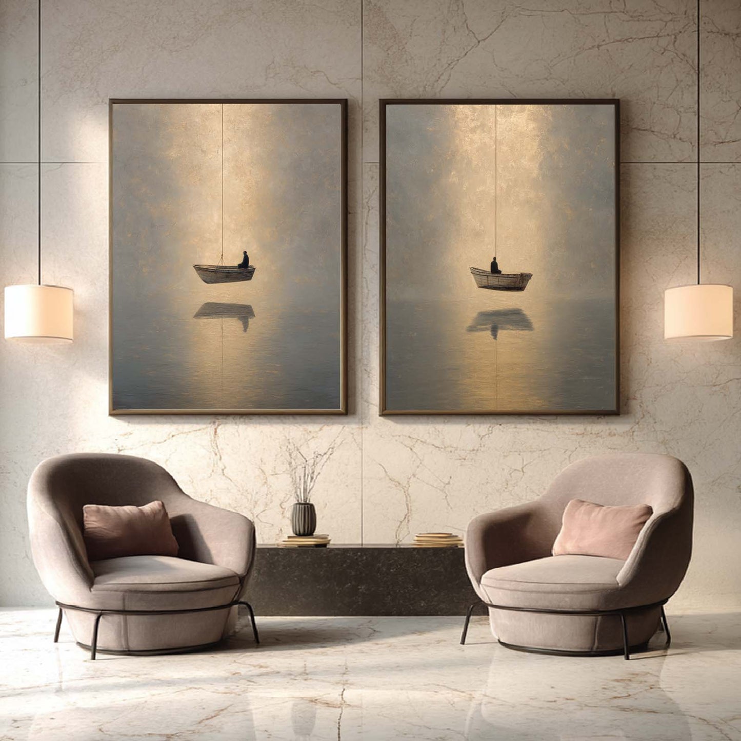 Canvas Painting Abstract Boat and Rope Wall Art Pictures for Living Room Bedroom Decoration Canvas Pictures Poster Frameless