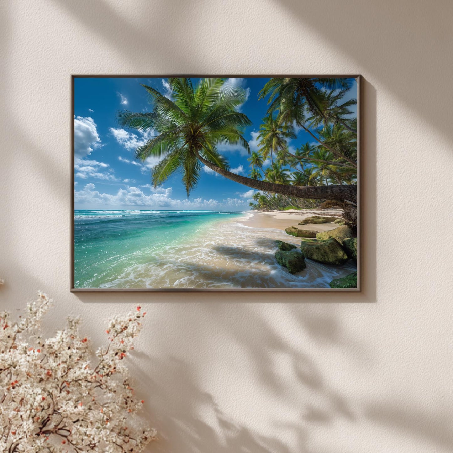 Modern Ocean Palm Trees Beach Landscape