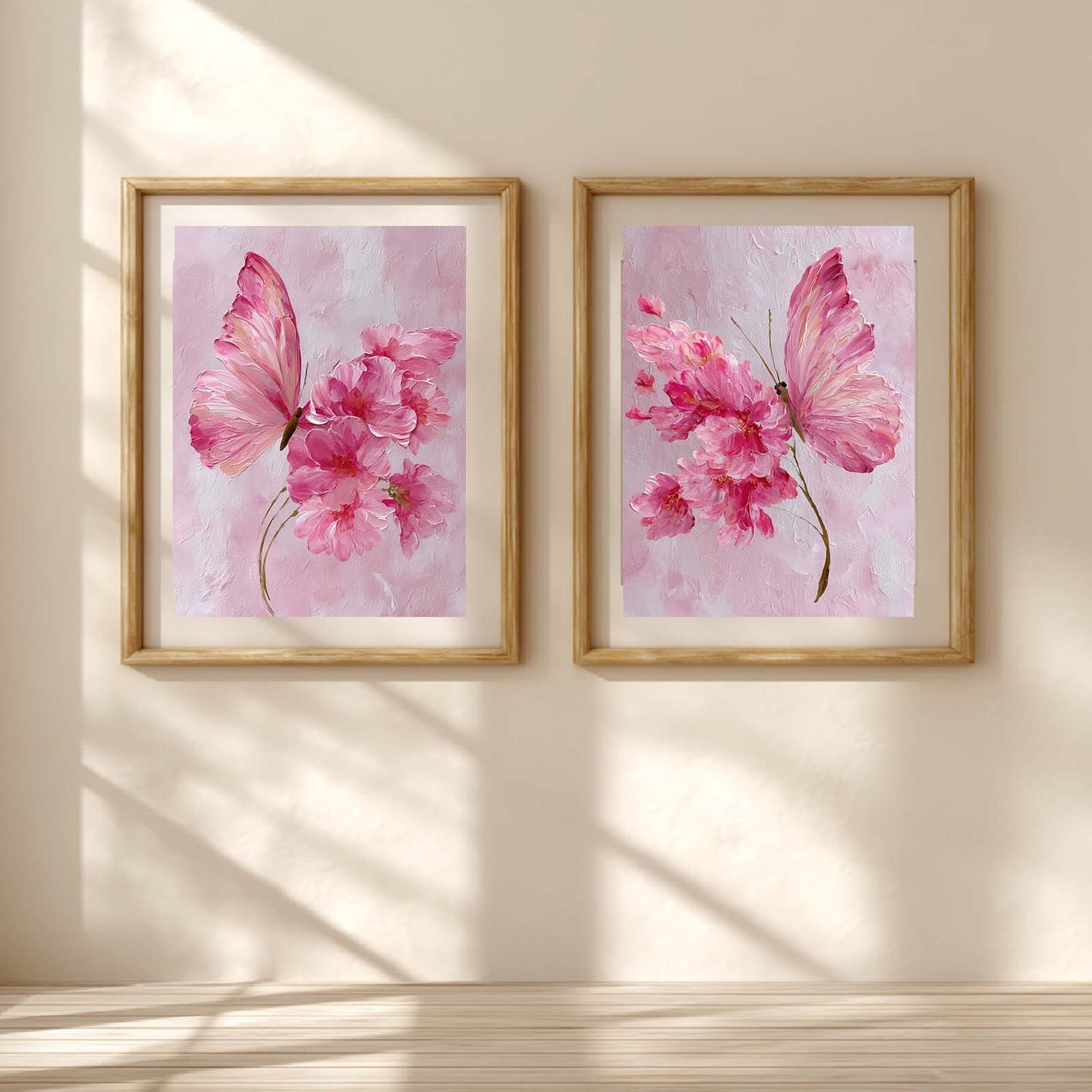 Abstract Pink Butterfly Flower Canvas Painting – Wall Art for Living Room Bedroom Decoration, Poster Print, Frameless