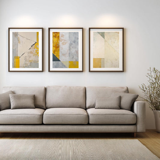 Beige Yellow Geometry Abstract