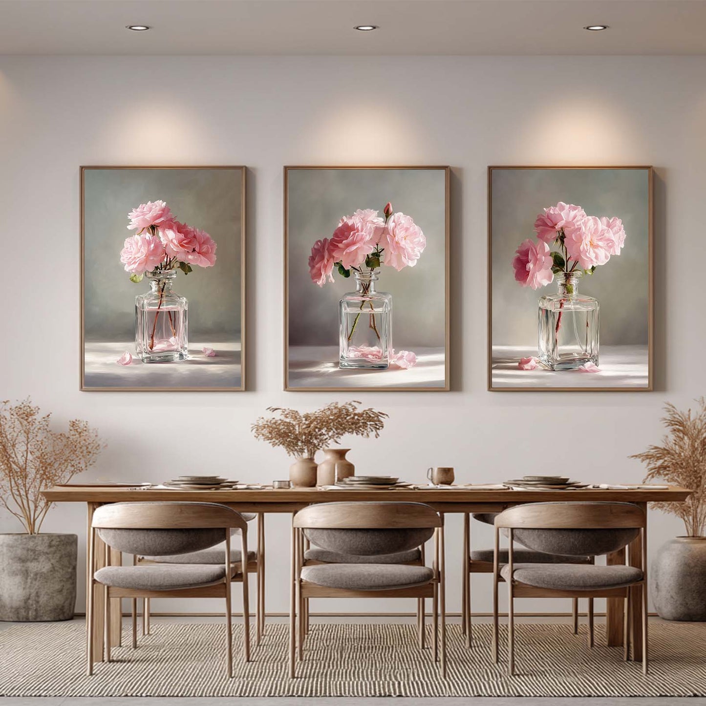 Abstract Oil Painting Pink Flowers