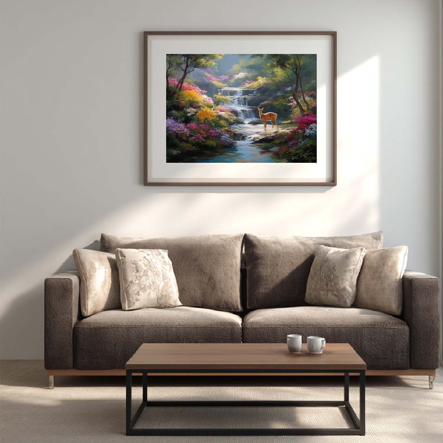 Abstract Landscape Mountain Stream with A Sika Deer