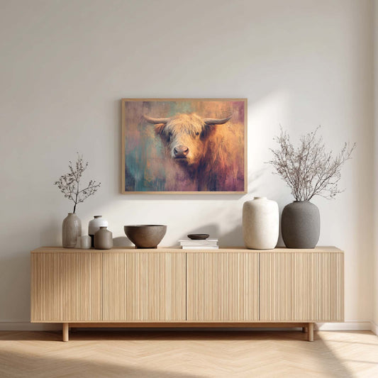Abstract Highland Cow Living Room Bedroom Decoration Frameless Canvas Painting