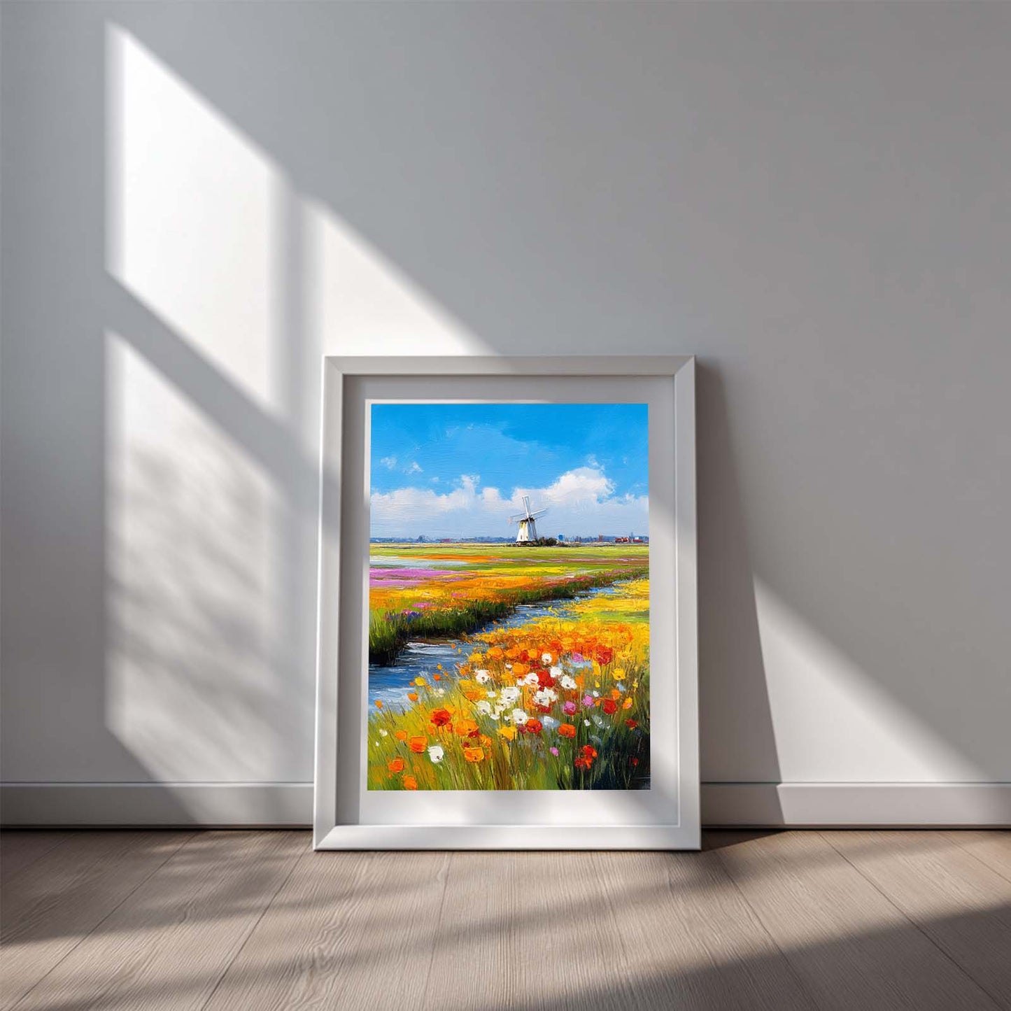 Abstract landscape Windmill Flower field