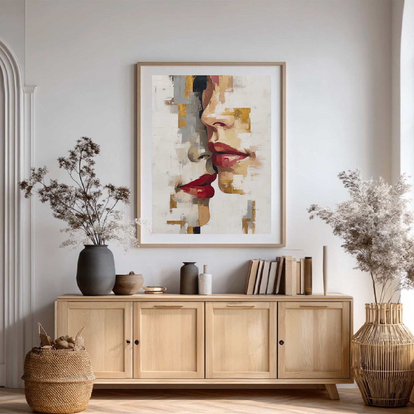 Canvas Painting Couple Lips Abstract