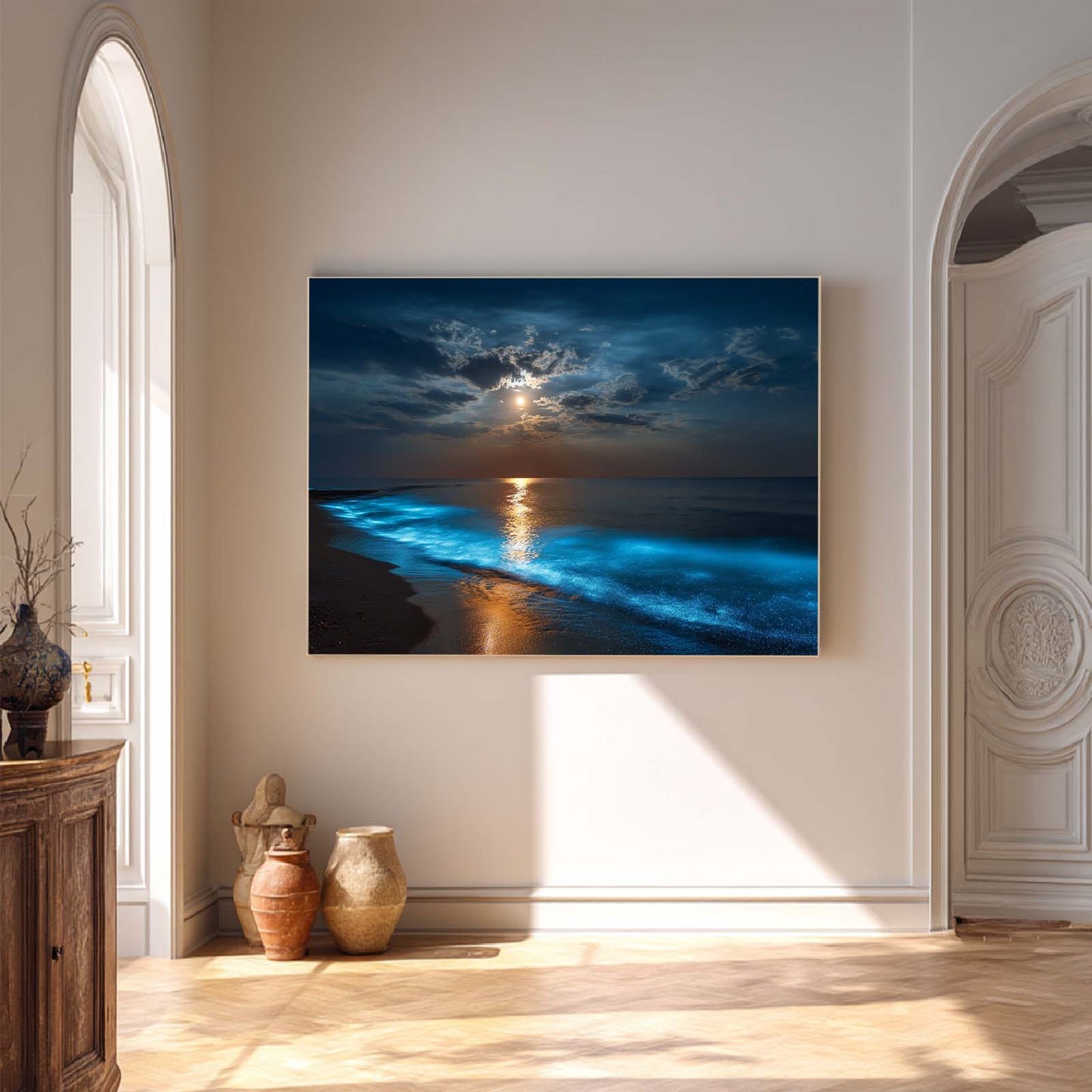 Abstract Oil Painting Moonlit Coast