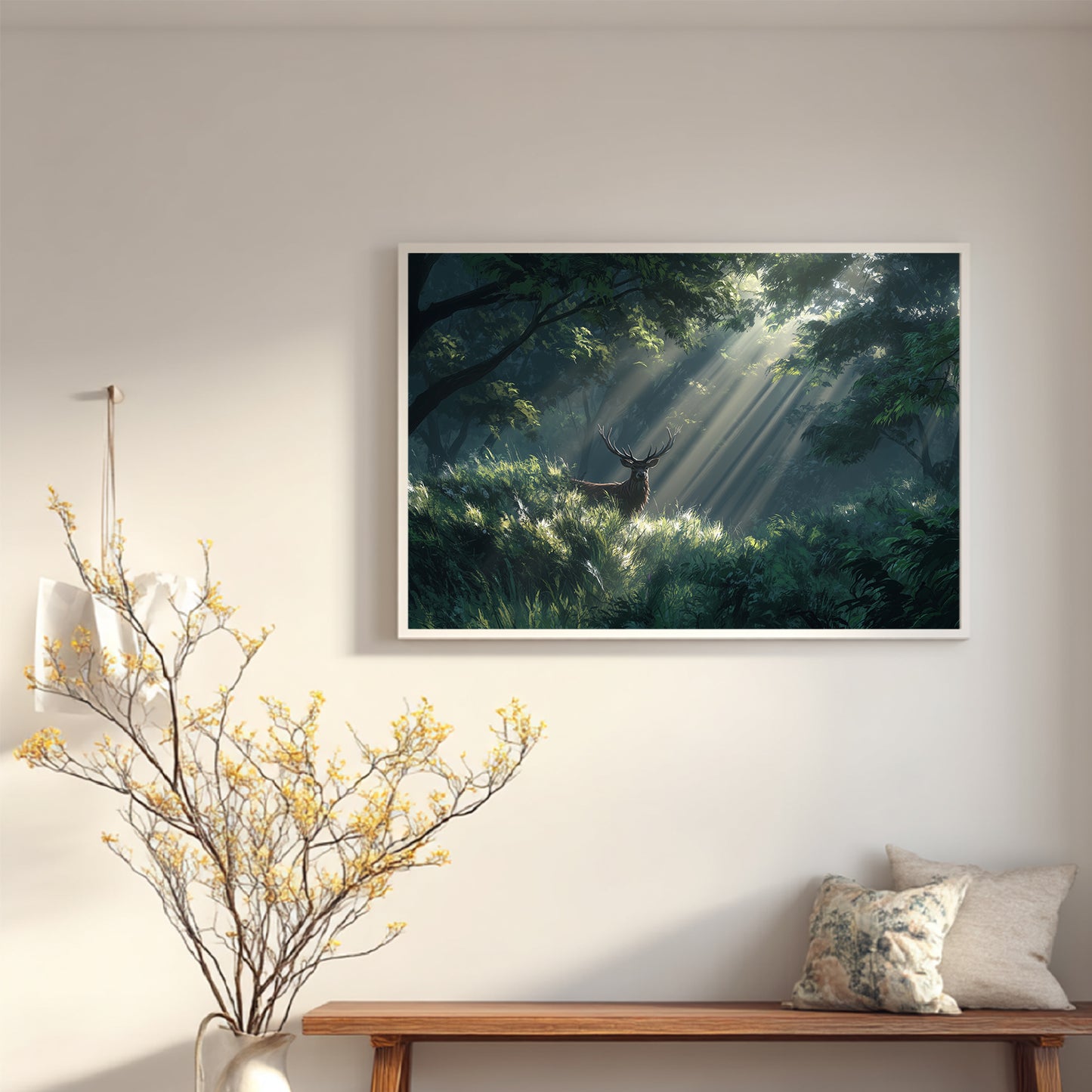 Nature Animal Deer in The Forest Abstract Landscape Sunlight