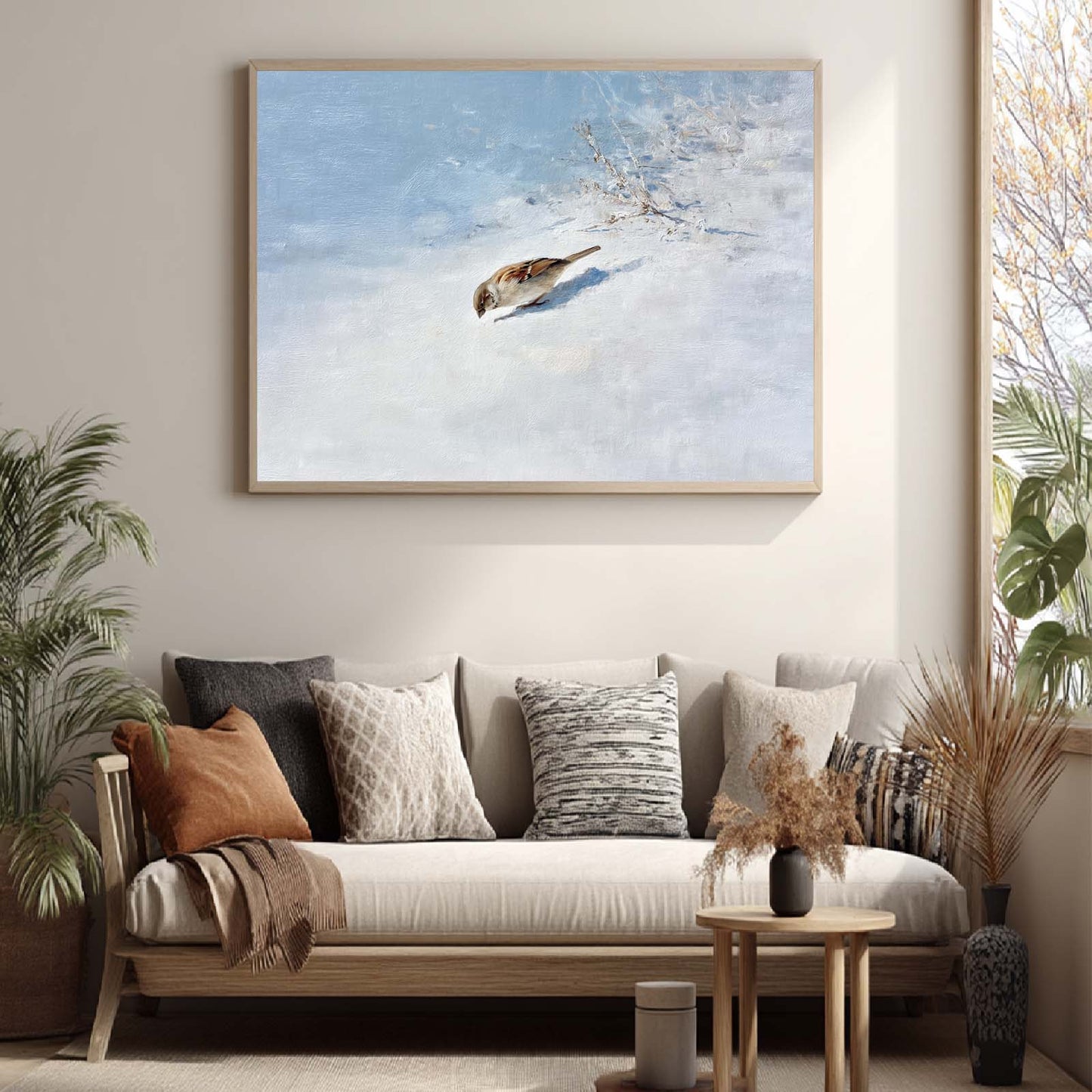 Abstract Winter Snowy Bird