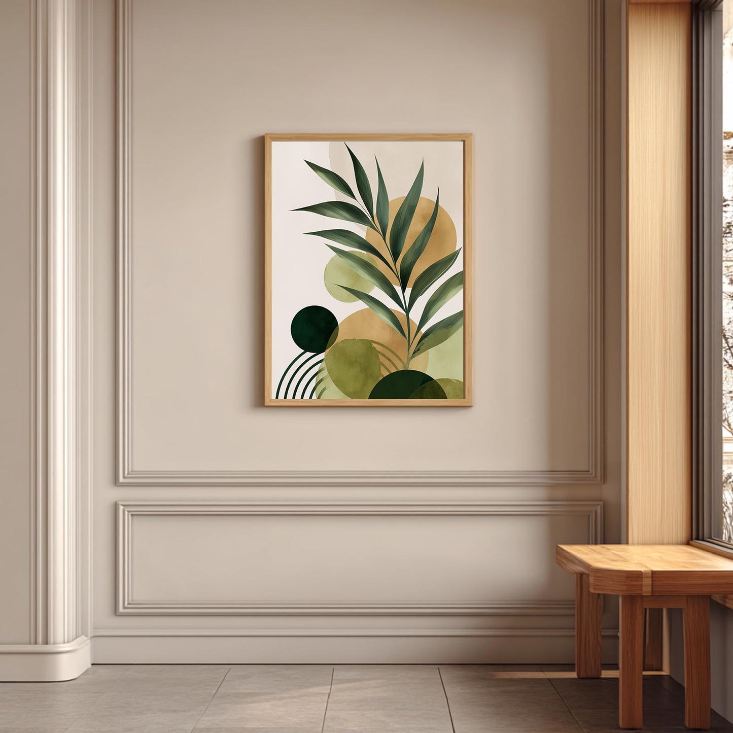 Abstract Geometry Beige Plants