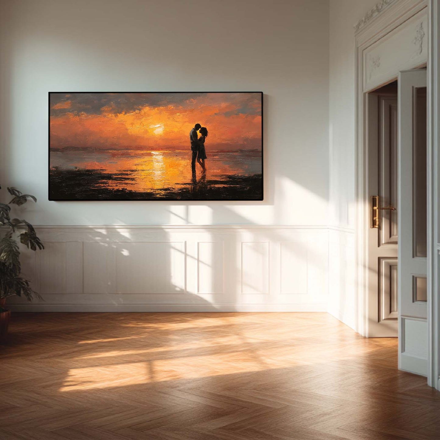 Abstract Sunset Landscape Couple Canvas Painting Wall Art for Living Room Bedroom Decoration, Poster Print, Frameless
