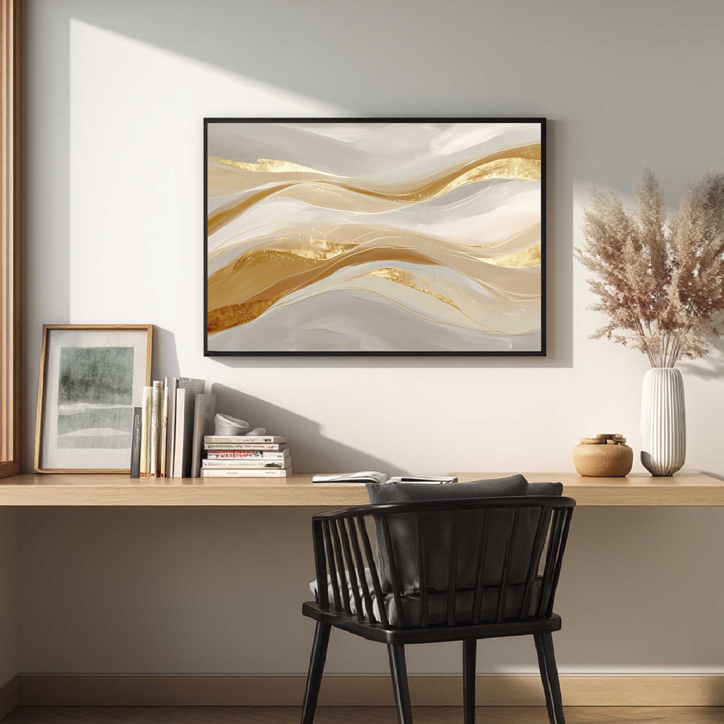 Abstract Beige and Gold Wave