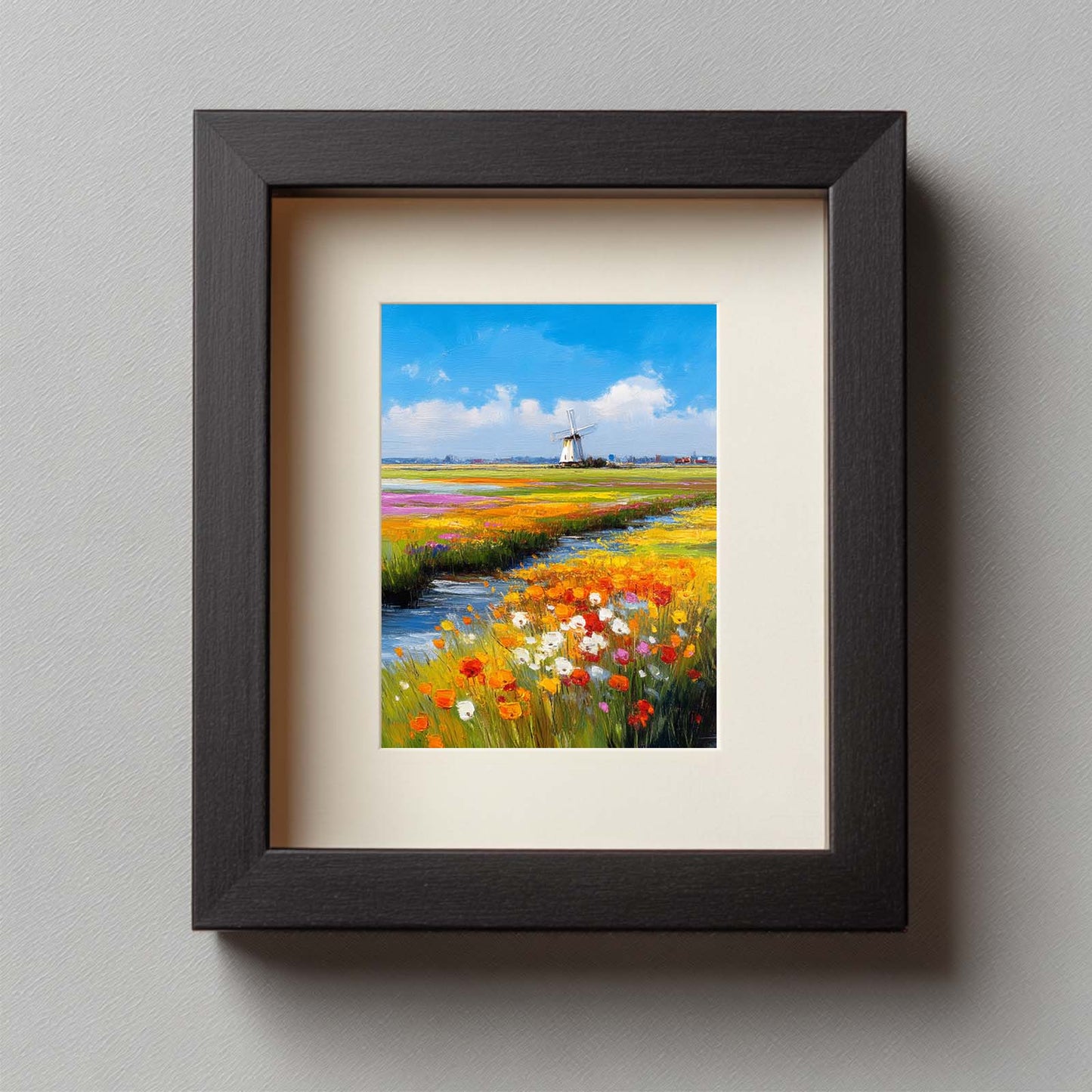 Abstract landscape Windmill Flower field