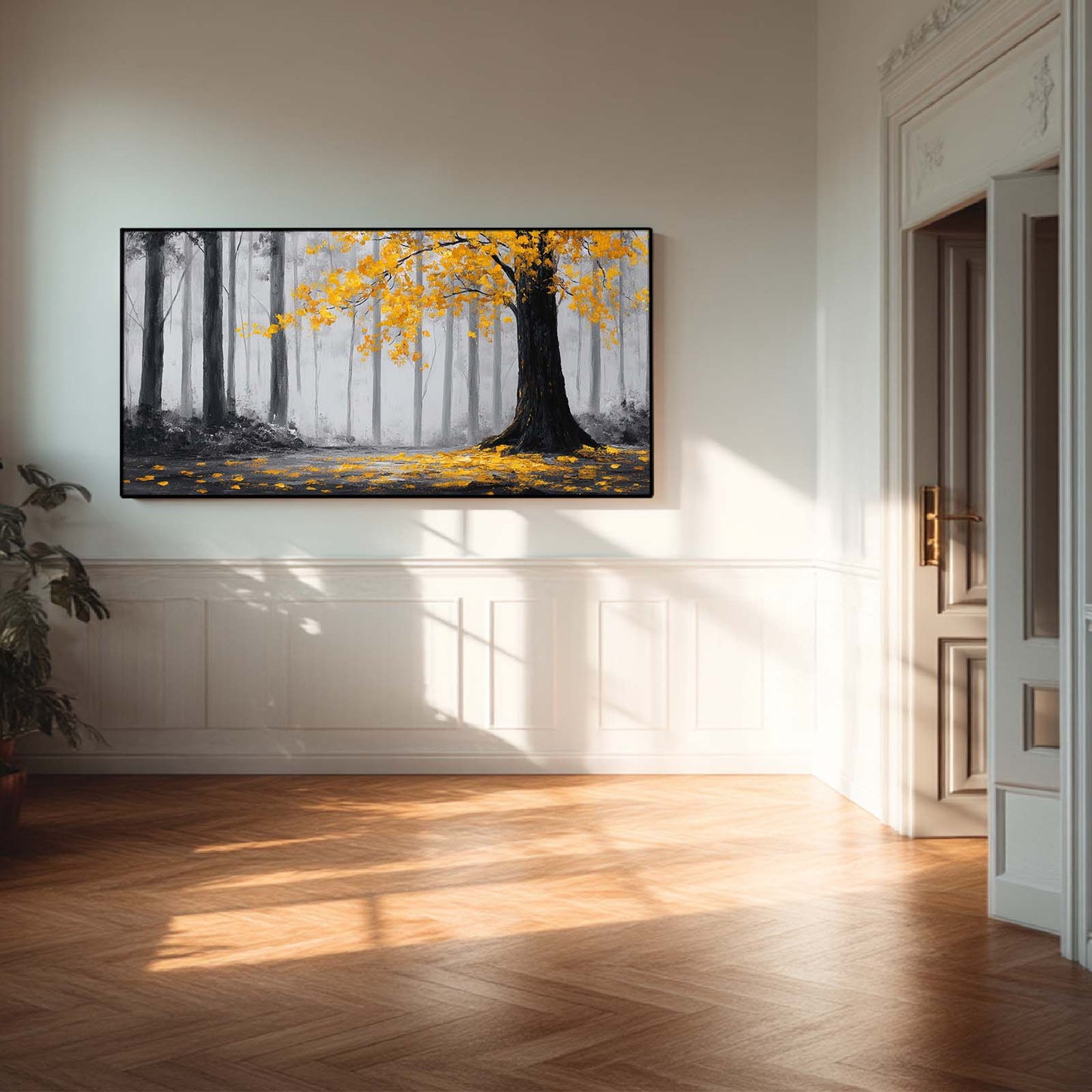 Abstract Oil Painting Yellow Tree