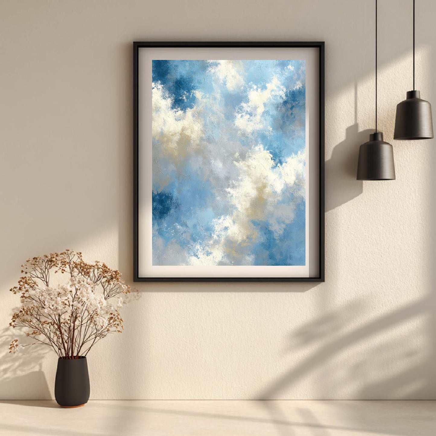 Abstract Painting Modern Blue Beige